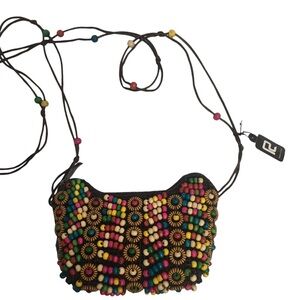 Wooden Beaded Small Crossover Bag Boho Style NWT